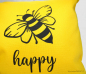 Preview: Outdoor Kissen gelb Biene be happy Outdoorstoff mit Reißverschluß Innenkissen, by BuntMixxDESIGN ©